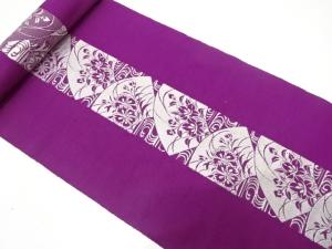 アンティーク　本場筑前博多　地紙に観世水・秋草模様織り出し　八寸帯地反物